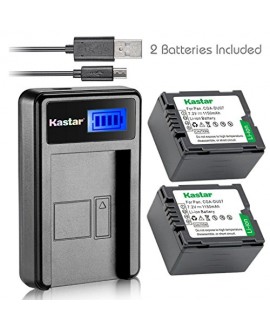 Kastar Battery (X2) & LCD USB Charger for Panasonic CGA-DU07 and NV-GS40 GS44 GS47 GS50 GS55 GS58 PV-GS150 GS200 GS300 GS320 GS400 GS500 SDR-H250 H280 VDR-D258 D300 D308 D310 D400 M74 M75 M95 M250
