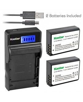 Kastar Battery (X2) & SLIM LCD Charger for Canon LP-E10, LC-E10 and Canon EOS 1100D, EOS 1200D, EOS Rebel T3, EOS Rebel T5, EOS Kiss X50, EOS Kiss X70 DSLR Camera & Canon LPE10 Grip