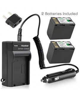 Kastar Battery (X2) & Travel Charger Kit for JVC BN-VF823 BNVF823 and Everio GS-TD1 GY-HM70U HM100U HM150U HMZ1U MG230 MG360 MG365 MG430 MG435 MG465 MG555 MG730 MS120 MS130 HD3 HM1 HM200 HM400 X900r