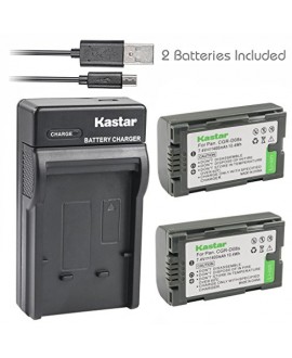 Kastar Battery (X2) & Slim USB Charger for Panasonic CGR-D08 D08S CGR-D14 CGR-D16 D16S CGR-D28 D28S, CGR-D120 CGR-D210 CGR-D220 CGR-D320 & AG Series AJ-PCS060G DZ-MX5000 NV Series PV Series VDR-M20