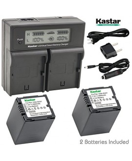 Kastar LCD Dual Fast Charger & 2x Battery for Panasonic CGA-DU21 DU07 DU14 NV-GS400 GS408 GS500 GS508 MX500 PV-GS320 GS400 GS500 SDR-H48 H68 H200 H250 H280 VDR-D308 D310 D400 M74 M75 M95 M250