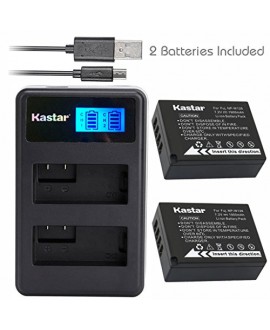 Kastar Battery (X2) & LCD Dual Slim Charger for Fujifilm NP-W126, BC-W126 and FinePix HS30EXR, HS33EXR, HS50EXR, FinePix X-A1, FinePix X-E1, X-E2, FinePix X-M1, FinePix X-Pro1, X-Pro2, FinePix X-T1