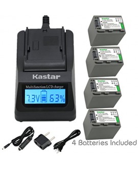 Kastar Ultra Fast Charger(3X faster) Kit and Battery (4-Pack) for Sony NP-FP90 and Sony DCR-30, DVD92, DVD103, DVD105, DVD202, DVD203, DVD205, DVD304, DVD305, DVD403, DVD404, DVD405, DVD505, DVD602, DVD605, DVD653, DVD703, DVD705, DVD755, DVD803, DVD805, 