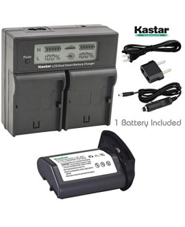 Kastar LCD Dual Smart Fast Charger & Battery (1 PACK) for Canon LP-E4, LPE4 (11.1V 4400mAh 48.4Wh) and Canon EOS-1D C, EOS-1D Mark III, EOS-1Ds Mark III, EOS-1D Mark IV Cameras