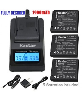 Kastar Ultra Fast Charger(3X faster) Kit and Battery (3-Pack) for Panasonic DMW-BCJ13, DMW-BCJ13E, DMW-BCJ13PP, Leica BP-DC10, BP-DC10-E, BP-DC10-U work with Panasonic Lumix DMC-LX5 DMC-LX55 DMC-LX5K DMC-LX5W DMC-LX7 and Leica D-Lux 5, D-Lux 6 Cameras [Ov