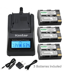 Kastar Fast Charger and Battery(3X) for Pentax D-Li50 Konica Minolta NP-400 and Pentax K10 K10D K20 K20D Minolta A-5 A-7 Dimage A1 A2 Dynax 5D 7D Maxxum 5D 7D Samsung SLB-1647 GX-10/20 Sigma BP-21 SD1
