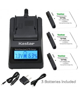 Kastar Ultra Fast Charger Kit and BP-70A Battery (3-Pack) for Samsung BP70A, EA-BP70A work with Samsung AQ100, DV150F, ES65, ES67, ES70, ES71, ES73, ES74, ES75, ES80, MV800, PL20, PL80, PL90, PL100, PL101, PL120, PL170, PL200, PL201, SL50, SL600, SL605, S