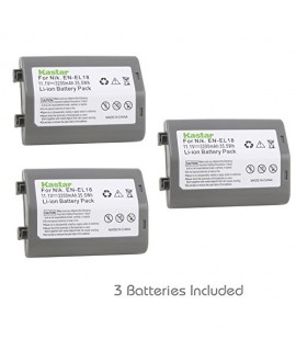 Kastar Battery (3-Pack) for Nikon EN-EL18, EN-EL18a, ENEL18, ENEL18a, MH-26, MH-26a, MH26 and Nikon D4, D4S, D5 Digital SLR Camera, Nikon MB-D12, D800, D800E Battery Grip