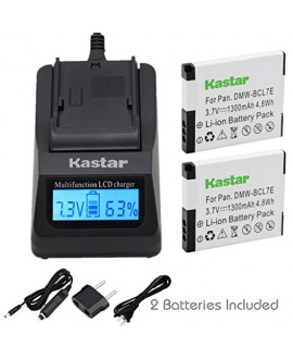 Kastar Ultra Fast Charger(3X faster) Kit and Battery (2-Pack) for Panasonic DMW-BCL7E, DMW-BCL7 work with Panasonic Lumix DMC-F5, Panasonic Lumix DMC-FH10, Panasonic Lumix DMC-FS50, Panasonic Lumix DMC-SZ3, Panasonic Lumix DMC-SZ9, Panasonic Lumix DMC-XS1