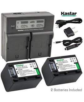 Kastar LCD Dual Smart Fast Charger & 2 x Battery for Sony NP-FV70, NP-FH70 and FDR-AX53, HDR-CX675, HDR-CX455, HDR-CX900, TD30V, HDR-PV710V, HDR-PJ670, HDR-PJ810, HDR-TD30V, FDR-AX33, FDR-AX100