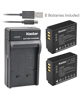 Kastar Battery (X2) & Slim USB Charger for Panasonic CGA-S007, CGA-S007A, CGR-S007, CGAS007 and Panasonic DMC-TZ1 DMC-TZ2 DMC-TZ3 DMC-TZ4 DMC-TZ5 DMC-TZ11 DMC-TZ15 DMC-TZ50 Digital Camera