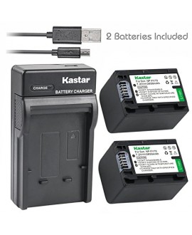 Kastar Battery (X2) & Slim USB Charger for Sony NP-FV70 NP-FH70 FV70 FH70 NPFV70 NPFH70 FV70 & FDR-AX53 HDR-CX675 HDR-CX455 HDR-CX900 TD30V HDR-PV710V HDR-PJ670 HDR-PJ810 HDR-TD30V FDR-AX33 FDR-AX100