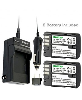 Kastar D-Li90 Battery (2-Pack) and Charger Kit work with Pentax K-01 K-3 K-5 K-5II K-5IIs K-7 645D 645Z Cameras