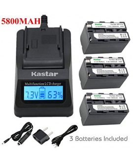 Kastar Ultra Fast Charger(3X faster) Kit and Battery (3-Pack) for Sony NP-F770, NP-F750, NP-F730 work with Sony CCD-SC5, DCR-TRV820, CCD-SC55, DCR-TRV820K, CCD-SC65, CCD-TRV815, DCR-TRV9, CCD-TR3, DCR-TRV900, CCD-TR3000, CCD-TRV85, DCR-VX200, CCD-TR3300, 