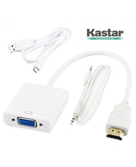[Fully Decoded] Kastar New Dock Connector HDMI-VGA, 1080p HDMI Male to VGA Female Video Converter Adapter Cable with Micro-USB Cable and Audio Cable for PC, TV, Laptops, Cameras, Camcorders, Tablets, Monitors, projectors, DVD Players and Other HDMI Device