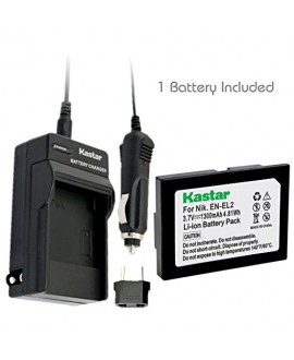 Kastar Battery (1-Pack) and Charger Kit for Nikon EN-EL2 work with Nikon Coolpix 2500, Nikon Coolpix 3500, Nikon Coolpix SQ500 Digital Cameras