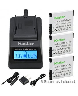 Kastar Ultra Fast Charger(3X faster) Kit and Battery (3-Pack) for Panasonic DMW-BCL7E, DMW-BCL7 work with Panasonic Lumix DMC-F5, Panasonic Lumix DMC-FH10, Panasonic Lumix DMC-FS50, Panasonic Lumix DMC-SZ3, Panasonic Lumix DMC-SZ9, Panasonic Lumix DMC-XS1