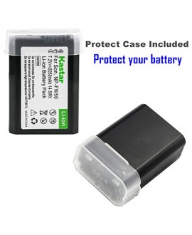 Kastar Battery (X2) & SLIM LCD Charger for NP-FW50 and Sony Alpha 6300 Alpha 6500 ILCE-QX1 Alpha 7 7R 7R II 7S a7R a7S a7R II a5000 a5100 a6000 a6300 NEX-7 DSC-RX10 DSC-RX10 II III 7SM2 ILCE-7R 7S
