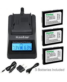 Kastar Ultra Fast Charger(3X faster) Kit and Battery (3-Pack) for Nikon EN-EL2 work with Nikon Coolpix 2500, Nikon Coolpix 3500, Nikon Coolpix SQ500 Digital Cameras [Over 3x faster than a normal charger with portable USB charge function]