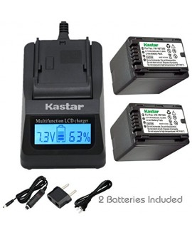 Kastar Fast Charger and Battery (2-Pack) for Panasonic VW-VBT380 and HC-V110 V130 V160 V180 HC-V201 V210 V250 HC-V380 HC-V510 V520 V550 HC-V710 V720 V750 V770 HC-VX870 HC-VX981 HC-W580 W850 HC-WXF991