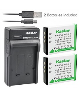 Kastar Battery (X2) & Slim USB Charger for Fujifilm NP-50 BC-50 BC-45W and Fuji FinePix F200EXR F75EXR F70EXR F100fd F60fd F50fd XF1 XP100 XP150 XP170 X20 F605EXR F660EXR F775EXR F900EXR Cameras