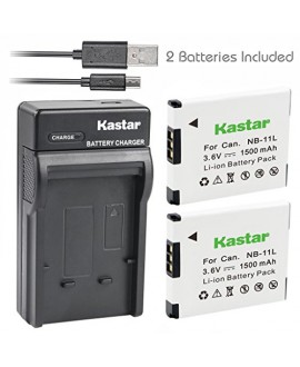 Kastar Battery (X2) & Slim USB Charger for Canon NB-11L and PowerShot SX410 IS SX400 IS ELPH 170 IS 340 HS 320 HS 130HS 110 HS 1150 HS A2300 IS A2400 IS A2500 A2600 A3400 IS A3500 IS A4000 Cameras