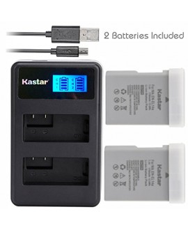 Kastar Battery (X2) & LCD Dual Slim Charger for Nikon EN-EL14a, EN-EL14, ENEL14A, ENEL14 & Nikon Coolpix P7000 P7100 P7700 P7800, D3100, D3200, D3300, D3400, D5100, D5200, D5300 DSLR, Df DSLR, D5600