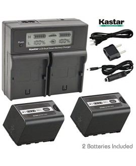 Kastar LCD Fast Charger + Battery 2x for Panasonic AG-VBR59 AG-VBR89G AG-VBR118G AG-BRD50 AG-B23 AG-DVX200 AG-AC8 AG-AC90A AG-DVC30 AG-HPX250 HPX255 AJ-PX230 AJ-PX270 AJ-PX298 AJ-PG50 HC-MDH2 HC-X1000