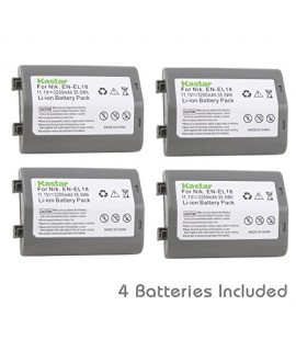 Kastar Battery (4-Pack) for Nikon EN-EL18, EN-EL18a, ENEL18, ENEL18a, MH-26, MH-26a, MH26 and Nikon D4, D4S, D5 Digital SLR Camera, Nikon MB-D12, D800, D800E Battery Grip