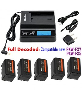 Kastar Fast Charger and BP-U30 Battery (5X) for Sony BP-U90 BP-U60 BP-U30 and PXW-FS7/FS5/X180 PMW-100/150/150P/160 PMW-200/300 PMW-EX1/EX1R PMW-EX3/EX3R PMW-EX160 PMW-EX260 PMW-EX280 PMW-F3/F3K/F3L