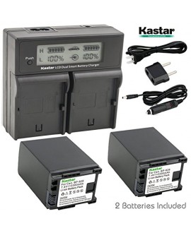 Kastar LCD Dual Fast Charger & 2 x Battery for Canon BP-828 BP828 and Canon VIXIA HF G30, XA20, XA25 Camcorders