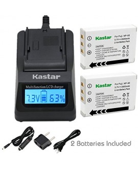 Kastar Fast Charger + Battery (2-Pack) for Fujifilm NP-95 & Finepix F30, Finepix F31FD, Finepix Real 3D W1, Finepix X30, Finepix X100, Finepix X100T, Finepix X100LE, Finepix X100S, Finepix X-S1 Camera