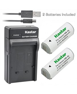 Kastar Battery (X2) & Slim USB Charger for Canon NB-9L and Canon PowerShot N, PowerShot N2, PowerShot SD4500, PowerShot SD4500 IS, PowerShot ELPH 510 HS, PowerShot ELPH 520 HS, PowerShot ELPH 530 HS