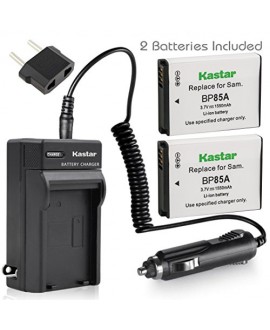 Kastar Battery X2 & AC Travel Charger for Samsung EA-BP85A EA-BP85A/E Samsung BP85A Samsung EC-SH100ZBPBUS EC-SH100ZBPRUS EC-SH100ZBPSUS Samsung PL210 Samsung SH100 Samsung ST200 ST200F Samsung WB210