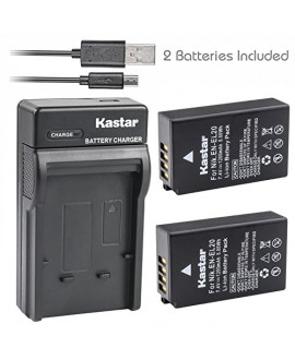 Kastar Battery (X2) & Slim USB Charger for Nikon EN-EL20, ENEL20, EN-EL20a and Nikon Coolpix A, Nikon 1 AW1, 1 J1, 1 J2, 1 J3, 1 S1, 1 V3, and Blackmagic Pocket Cinema Cameras