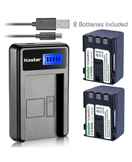 Kastar Battery 2Pack & Slim LCD Charger for Canon BP-2L12 BP-2L14 BP-2L15 BP-2L24H BP-2L5 NB-2L12 NB-2L14 and DC310 DC330 Elura 60 Vixia HG10 Vixia HV20 Vixia HV30 ZR100 ZR200 ZR300 ZR500 ZR600 ZR800 