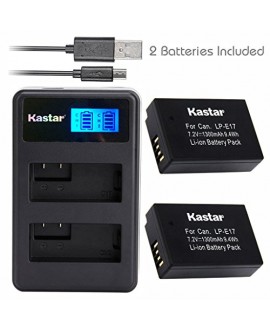 Kastar Battery (X2) & Slim LCD Dual Charger for Canon LP-E17, LC-E17, LC-E17C and Canon EOS M3, EOS Rebel T6i, EOS Rebel T6s, EOS 750D, EOS 760D, EOS 8000D, Kiss X8i