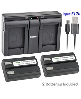 Kastar ENEL1 2x Battery + USB Dual Charger for Nikon ENEL1, Minota NP-800 and Nikon Cooipix 4300 4500 4800 5400 5700 775 8700 880 885 995 Coolpix E880 and Konica Minota DG-5W Dimage A200 Cameras