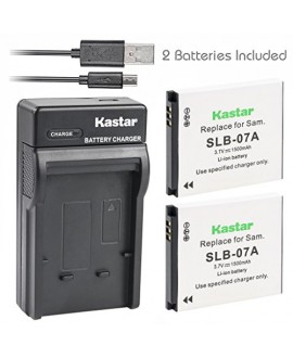 Kastar Battery (X2) & Slim USB Charger for Samsung SLB-07 SLB-07B SLB-07EP SLB-07A SLB07A and Samsung PL150 PL151 ST45 ST50 ST500 ST550 ST560 ST600 TL100 TL210 TL220 TL225 TL90 Cameras