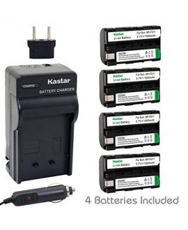 Kastar Battery (4-Pack) and Charger Kit for Sony NP-FS11, NP-F10, NP-FS10, NP-FS12, FS21, FS31 work with Sony CCD-CR1, CCD-CR5, DCR-PC1, DCR-PC2, DCR-PC3, DCR-PC4, DCR-PC5, DCR-TRV1VE, Cyber-shot DSC-F505, DSC-F55, DSC-F55, DSC-P1, DSC-P20, DSC-P30, DSC-P