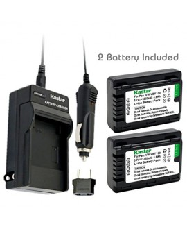 Kastar Battery (2-Pack) and Charger Kit for Panasonic VW-VBY100 and Panasonic HC-V110 V110K V110G V201 V201K Cameras