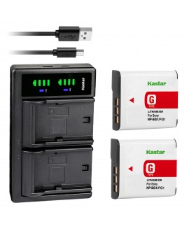 Kastar 2x Battery + LTD2 USB Charger Replacement for Sony NP-BG1 NP-FG1 NPBG1 Cyber-Shot DSC-HX5V HX7V HX9V HX10V HX30V DSC-W120 W150 W220 DSC-H3 DSC-H7 DSC-H9 DSC-H10 DSC-H20 DSC-H50 DSC-H55 DSC-H70