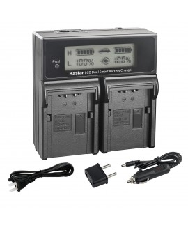 Kastar LCD Dual Fast Charger for Panasonic AG-VBR89G AG-VBR59 AG-VBR118G AG-BRD50 AG-B23 AG-DVX200 AG-AC8 AG-AC90A AG-DVC30 AG-HPX250 HPX255 HVX201 AJ-PX230 AJ-PX270 AJ-PX298 AJ-PG50 HC-MDH2 HC-X1000