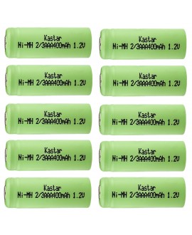 Kastar Rechargeable Ni-MH Battery 2/3AAA 1.2V 400mAh Flat Top Replacement for Solar Light, Solar Flowers, Remote Control, Garden Light, NextGen RF Transmitters [10Pcs]
