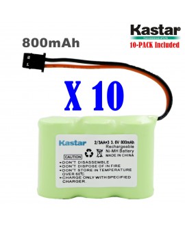 Kastar 10-P 2/3AA 3.6V 800mAh MSM Ni-MH Rechargeable Battery for Panasonic KX-TCM410 KX-A36 P-P301 Sony SPP-72/AQ25/AQ600 1-528-376-31 BP-T16/T185 Toshiba FF-675 FT-6203 TRB-5000 Uniden XC-315/330/600