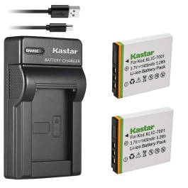 Kastar Slim Battery Charger Kit For Kodak KLIC-5000 Easyshare P850 Camera