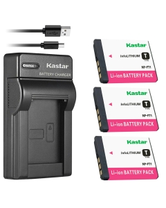 Kastar 3-Pack NP-FT1 Battery and Slim USB Charger Replacement for Sony Cyber-Shot DSC-T5/R, Cyber-Shot DSC-T9, Cyber-Shot DSC-T10 Cyber-Shot DSC-T10/B Cyber-Shot DSC-T10/P Cyber-Shot DSC-T10/W Camera