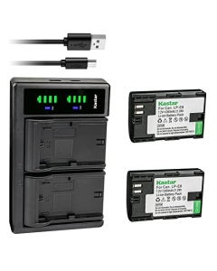 Kastar 2-Pack LP-E6 Battery and LTD2 USB Charger Replacement for Canon LP-E6NH LP-E6NHs Battery, Canon EOS R6 Mark II Mirrorless Camera