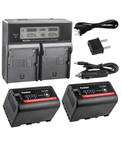 Kastar 2-Pack Battery and AC LCD Dual Fast Charger Compatible with Sony BP-U30 BP-U35 BP-U60 BP-U60T BP-U66 BP-U65 BP-U68 BP-U70 BP-U90 BP-U95 BP-U96 BP-U98 Battery, Sony BC-U1 BC-U2 BC-CU1 Charger