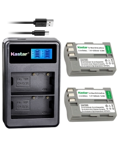 Kastar Battery (X2) & LCD Dual Slim Charger for Nik EN-EL3e, ENEL3E, EN-EL3a, EN-EL3, MH-18, MH-18a and Nik D50, D70, D70s, D80, D90, D100, D200, D300, D300S, D700 Cameras